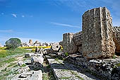 Selinunte the temple hill. Temple ruins crushed to the ground, like a fantastic work of art 